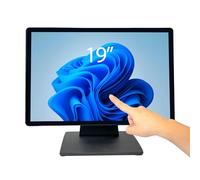 Monitor de punto de venta con visualización táctil de 19 pulgadas, retroiluminado LED, 10 puntos, HDMI multitáctil, VGA, 1440 x 900, visualización frontal plana sin costuras a prueba de agua y polvo
