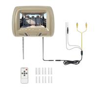 Monitor De Reposacabezas Coche 7 Pulgadas con Pantalla LCD, Entrada AV, Control Remoto Y Multimedia Universal For(Beige)