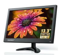 Monitor de seguridad de 13.3 pulgadas, monitor LED de 1366 x 768, pequeño monitor HDMI con control remoto altavoces integrados, mini monitor HDMI VGA AV BNC entrada USB para CCTV Raspberry Pi PC Fire