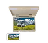 Monitor de Techo Coche 22 Pulgadas, Pantalla abatible hacia Abajo, vídeo Multimedia Superior, Montaje en, integrada IR, USB, FM Viajes Familiares por Carretera(19 Beige Mirroring)