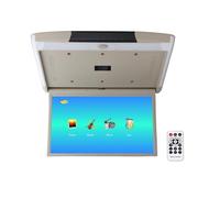 Monitor De Techo For Coche 15,6 Pulgadas con Pantalla Abatible, Resolución 1080p HD, Reproductor MP5, IPS Luz Ambiental Azul, Puertos USB, SD, HDMI Y Radio FM(Beige)