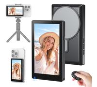 Monitor de teléfono para vlog y selfie, Axrye 1080P inalámbrico con cámara trasera de fijación magnética, altavoz incorporado y control remoto compatible con iOS, Android, YouTube, TikTok