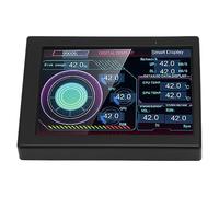 Monitor de temperatura de computadora, monitor de datos de CPU de 3.5 pulgadas, carcasa de metal, rotación de 360 grados, pantalla IPS Plug and Play para chasis (negro)