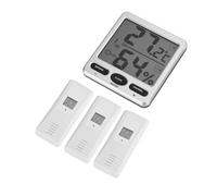 Monitor de temperatura y humedad de 8 canales, termohigrómetro inalámbrico para interiores y exteriores con alarmas sonoras y visuales, pronóstico
