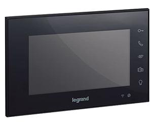 Monitor de vídeo conectado de 369435, pantalla Wifi de 7 pulgadas a color, acabado negro. Para videoporteros dos hilos de Legrand