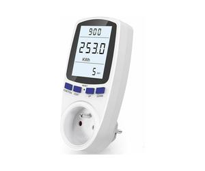 Monitor digital de consumo eléctrico, amperímetro con alerta de sobrecarga y cálculo de costes para el control energético de electrodoméstic