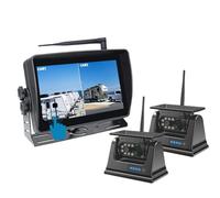 Monitor Digital inalámbrico con Pantalla táctil de 7 Pulgadas y Modo Espera, Base magnética Solar, cámara Respaldo for camión, Caravana o RV(2 Cams Kit)