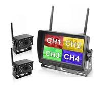 Monitor DVR inalámbrico AHD de 7 Pulgadas, 720P, visión Nocturna Alta definición, grabadora Respaldo inverso, cámara WiFi for autobús, Coche y camión(1 Camera Add 64GB)