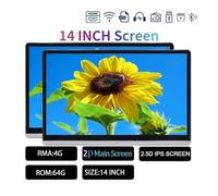 Monitor For Reposacabezas De Coche con Pantalla IPS 13,3/14'' Y Doble HDMI, Android 12, 2 GB+32 GB/4 +64, Reproductor Vídeo For Asiento Trasero, FM, Bluetooth, WiFi(14 Inch 4G-64G-2P)