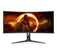 Monitor Gaming Ultrapanorámico Curvo AOC CU34G2X/BK 34'/ WQHD/ 1ms/ 144Hz/ VA/ Negro y Rojo