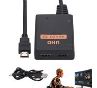 Monitor HD Splitter, HD Splitter 1 entrada 2 salidas, Hub divisor 1 entrada y 2 salidas - Hub distribuidor 4K HD 1 entrada 2 salidas, divisor de 1 a 2 vías para visualización multipantalla