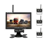 Monitor Inalámbrico De 7 "para Coche, Cámara De Visión Trasera TFT De 1920x1080P, Sistema De Aparcamiento, Cámara Trasera, DVD Automático For Maletero Y Autobús FáCil De Usar(with 3 Rear Cameras)