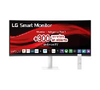 LG 34U601SA-W, Smart Monitor, 34", Pantalla WQHD, 3440x1440, Panel VA, (21:9), webOS24, 300 nits, Mando Incluido, Inclinación, Blanco