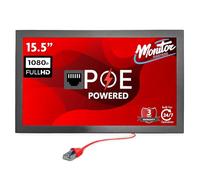 Monitor Masters Monitor alimentado por POE de 15.5 pulgadas, paso de salida POE, salidas de 12 V CC, 1080p, funda de accesorios integrada