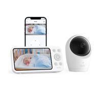 Monitor para bebés eufy E20, resolución 2K, Pantalla de 5'' 720p, conexión híbrida, Control con y sin Wi-Fi, Zoom 4×, visión Nocturna, batería integrada, ANR, alertas Inteligentes, grabación 24/7.