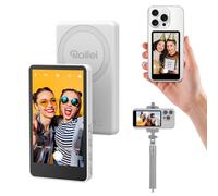 Monitor para Teléfono iPhone, Rollei Easy Creator Selfie Monitor Pantalla Magnética Movil para Camara Trasera Compatible con iPhone Android para TikTok Live Stream Vlog Blanco Selfie-Screen-Pantalla
