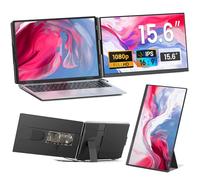 Monitor portátil,15,6 pulgadas 1080P FHD pantalla de ordenador portátil,Plug & Play, Extensor de doble pantalla extraíble, completa sin marco,compatible con Windows, Mac,Chrome (Dual screen -15.4")