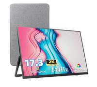 Monitor portátil 2K de 17,3 pulgadas, funda de aleación de aluminio ultrafina para ordenador portátil Game Office Monitor 2560X1440 100 % sRGB FHD USB tipo C HDMI monitor, para interruptor de teléfono