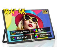Monitor Portátil 4K 18”, 3840×2160 UHD, con Sistema GTV OS y Soporte, HDR, 85% NTSC, USB-C y HDMI, Pantalla Externa para Portátil/PC/PS5/PS4/Xbo/Teléfono/Consolas de Juego, Compatible con Montaje VESA