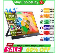 Monitor portátil de 14,1 pulgadas 1080P IPS 100%SRGB pantalla portátil para juegos con soporte para ordenador portátil PS5/4 Switch Xbox Raspberry Pi B141-SZFO6L1