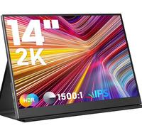 Monitor portátil de 14 pulgadas 2K USB C HDMI para juegos, pantalla IPS ultrafina con cubierta inteligente y altavoces, pantalla de 2160 x 1440P para laptop, HDR Plug & Play, monitor externo para PC