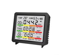 Monitor portátil de calidad del aire con LCD de 4 pulgadas, detector de CO2/HCHO/TVOC, medidor de temperatura y humedad, alimentado por USB-C para el hogar, el coche, la oficina de escritorio (negro)