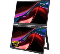 Verbatim PMT-15 - Monitor portátil Dual de 15,6", Pantalla de plástico móvil Full HD para Ordenador portátil, Tableta, Smartphone, PS5, Nintendo Switch con 2 Puertos USB-C y un Puerto HDMI