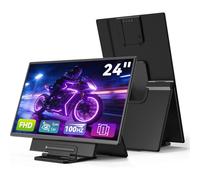 Monitor portátil grande de 24 pulgadas a 1080P FHD 100Hz Monitor de viaje, 125% sRGB IPS extensor de visualización para portátil, compatible con VESA, soporte desmontable de altura ajustable con USB-C