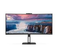 Monitor Profesional Curvo Ultrapanorámico AOC CU34V5CW/BK 34/ UWQHD/ Webcam/ Multimedia/ Regulable en altura/ Negro