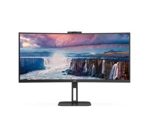 Monitor Profesional Curvo Ultrapanorámico AOC CU34V5CW/BK 34/ UWQHD/ Webcam/ Multimedia/ Regulable en altura/ Negro