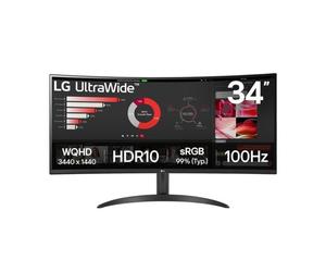 Monitor profesional ultrapanorámico curvo lg 34wr50qk-b 34'/ wqhd/ negro
