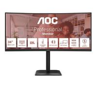 AOC CU34E4CV WQHD de 34 Pulgadas Monitor, 120 Hz, VA, 4 ms MPRT, sincronización adaptativa, HDR Ready/HDR10, Ajuste de Altura, Altavoces (3440 x 1440, 2 HDMI 2.0, 1 DP 1.4, concentrador USB) Negro