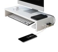 Monitor Riser - Wood, 19.69x7.87x3.03in Printer Stand Desk Organizer | 4 puertos USB, estante ventilado, soporte de monitor resistente para el hogar, oficina, estudio, escuela