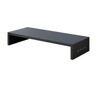 Monitor Stand Riser - Estante de monitor de impresora negro, organizador de trabajo, soporte para computadora portátil doméstica, pieza de escritorio confiable con estilo de construcción práctico |