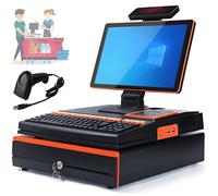 Monitor táctil de 15,6 pulgadas para punto de venta,monitor multitáctil,terminal de punto de venta con escáner portátil,pantalla táctil LED,caja registradora con teclado,impresora Orange-SingleScreen