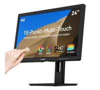 Monitor táctil de 24 pulgadas FHD 1920 × 1080P Panel VA, relación de contraste 3000:1, 99% sRGB, altura/rotación/giro/inclinación ajustable, pantalla táctil de 75 Hz PC con altavoz, HDMI, VGA, tipo B