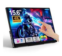 Monitor táctil portátil 4K, 15.6 pulgadas 3840 x 2160 UHD con USB-C HDMI monitor para laptop, 2000:1 100% RGB IPS, carcasa de aleación de aluminio, táctil de 10 puntos, altavoz dual, HDR, para el