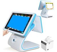 Monitor táctil POS 15,6 pulgadas, monitor multitáctil, terminal POS con impresora y 10 rollos de papel, pantalla táctil LED, caja registradora,impresora para oficina y restaurante,i5