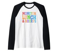 Monitorea los Colores Divertidos del escuadrón de Almuerzo y recreo Camiseta Manga Raglan