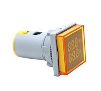 Monitores de voltaje digital, Voltímetro amperímetro digital de CA de 22 mm, 20-500 V, 0-100 A, LED, 1% de precisión, multicolor(Square Yellow)