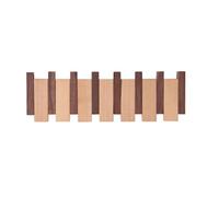 Monivi Perchero de madera maciza para llaves de piano, perchero de pared con 4/6/8 ganchos abatibles, haya y nogal negro, para entrada, sala de estar, dormitorio (6 ganchos (44 x 15 x 3,5 cm)