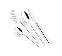 MONIX Amalfi | Set 24 piezas de cubiertos con cuchillo chuletero, Acero Inoxidable 18/10, Acabado Pulido, Apto para Lavavajillas