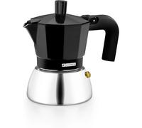 Monix - Cafetera Induction Italiana de Aluminio y Acero Inoxidable, Capacidad 3-9 Tazas, Color Negro y Rojo, Mango Termorresistente, Apta todo tipo de Cocinas