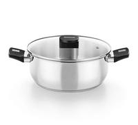 Monix Cazo de acero inoxidable con tapa y tapa de cristal, 0,72 kg, acabado negro