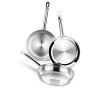 MONIX Chef | Set 3 sartenes acero inoxidable sin antiadherente Chef 20, 24 y 28 cm