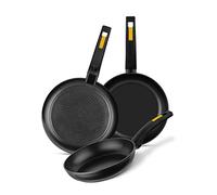 Monix Cook Set 3 sartenes aluminio forjado 18-22-26cm, antiadherente bicapa sin PFOA, apta para todo tipo de cocinas e inducción, negro