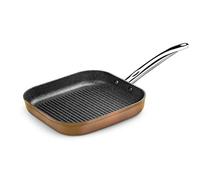 Monix Copper | Grill con Rayas 28 x 28 cm, Aluminio Forjado | Aluminio Forjado, con Antiadherente con partículas de Titanio, aptas para Todo Tipo de cocinas, Color Cobre