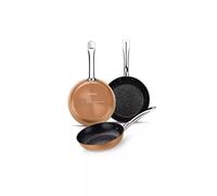 Monix Copper - Set 3 Sartenes, Lote 18, 22 y 26 cm, 3 Piezas Antiadherentes, Aluminio Acabado Cobre. Aptas Cocinas Inducción, Vitro, Gas