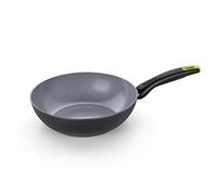 MONIX Eco Nature Wok 28 cm, aluminio forjado reciclado, cerámica antiadherente reforzada, apta para todo tipo de cocina e inducción