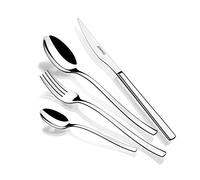 MONIX Génova | Set de cubiertos de 16 piezas con cuchillo chuletero, acero inoxidable 18/10, diseño moderno, acabado pulido brillante, espesor 2.5 mm